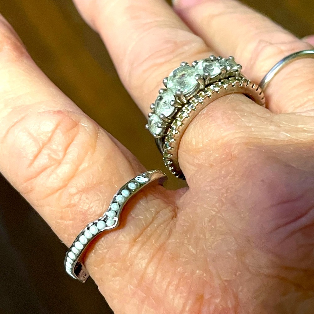 Silver and White Ring